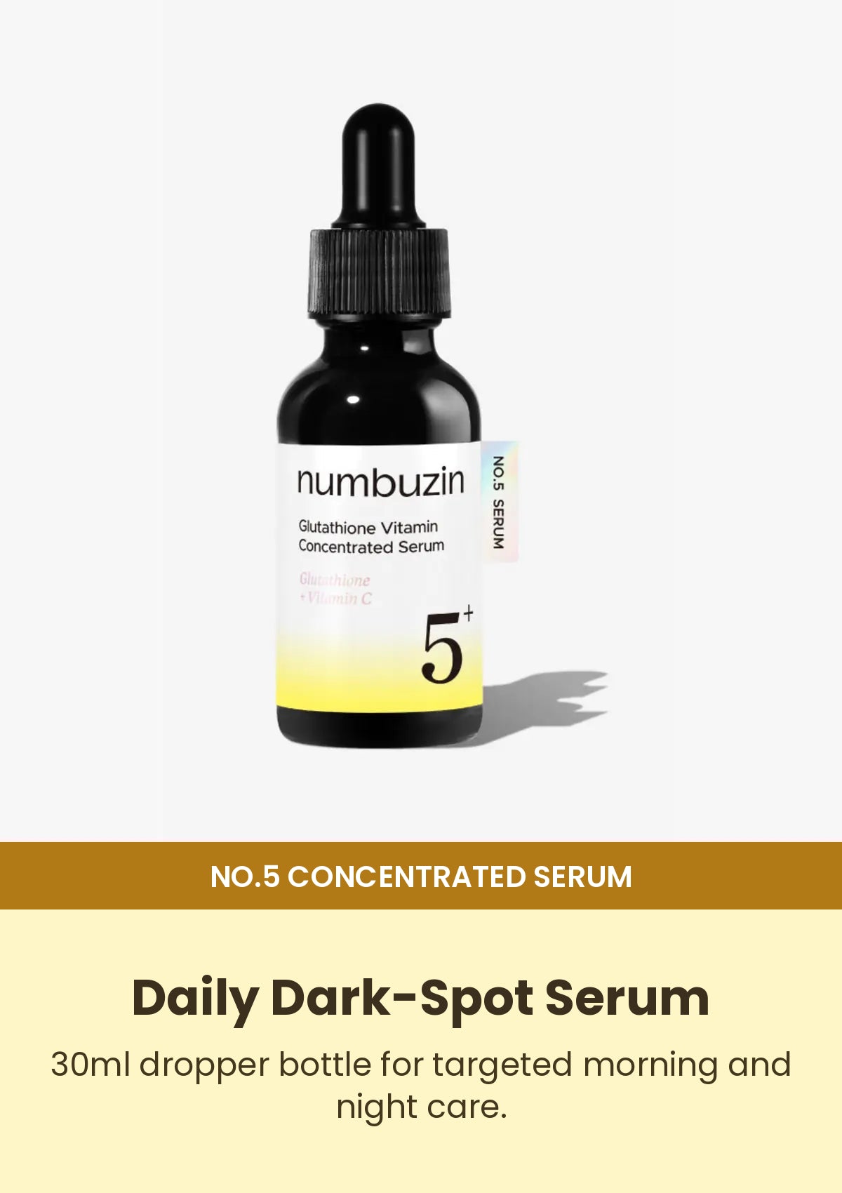 Numbuzin No.5+ Glutathione Vitamin Concentrated Serum current bottle on a white background